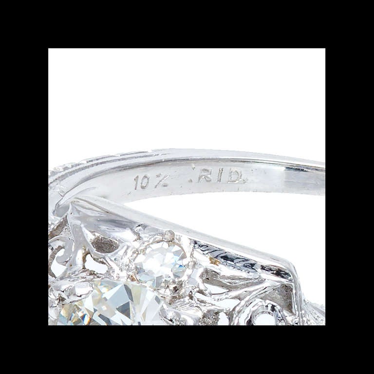 Art Deco EGL Certified .73 Carat Diamond Sapphire Platinum Engagement Ring 1