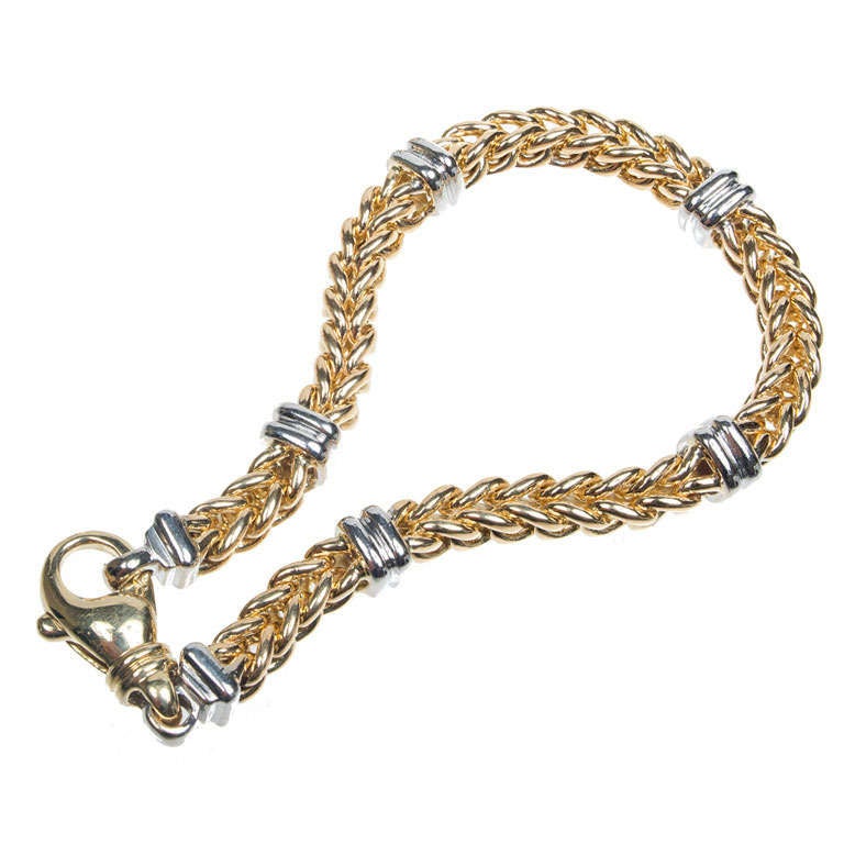 Yellow White Gold Woven Bracelet 