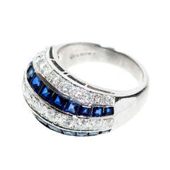 Oscar Heyman Brothers Diamond And Sapphire Platinum Ring c1960