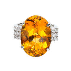 Golden Yellow Beryl Diamond Gold Ring 7