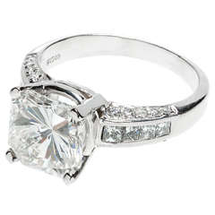 Vintage Diamond and Platinum Cushion Cut Engagement Ring