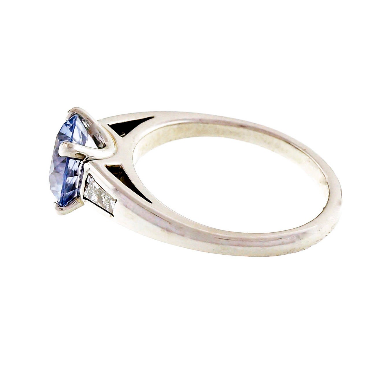 Women's Natural Light Grey Blue Sapphire Diamond Platinum Ring