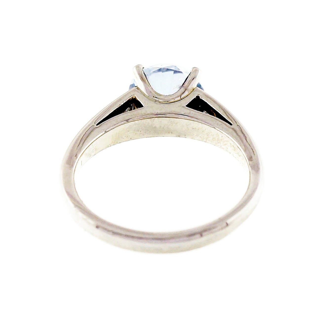 Natural Light Grey Blue Sapphire Diamond Platinum Ring 1
