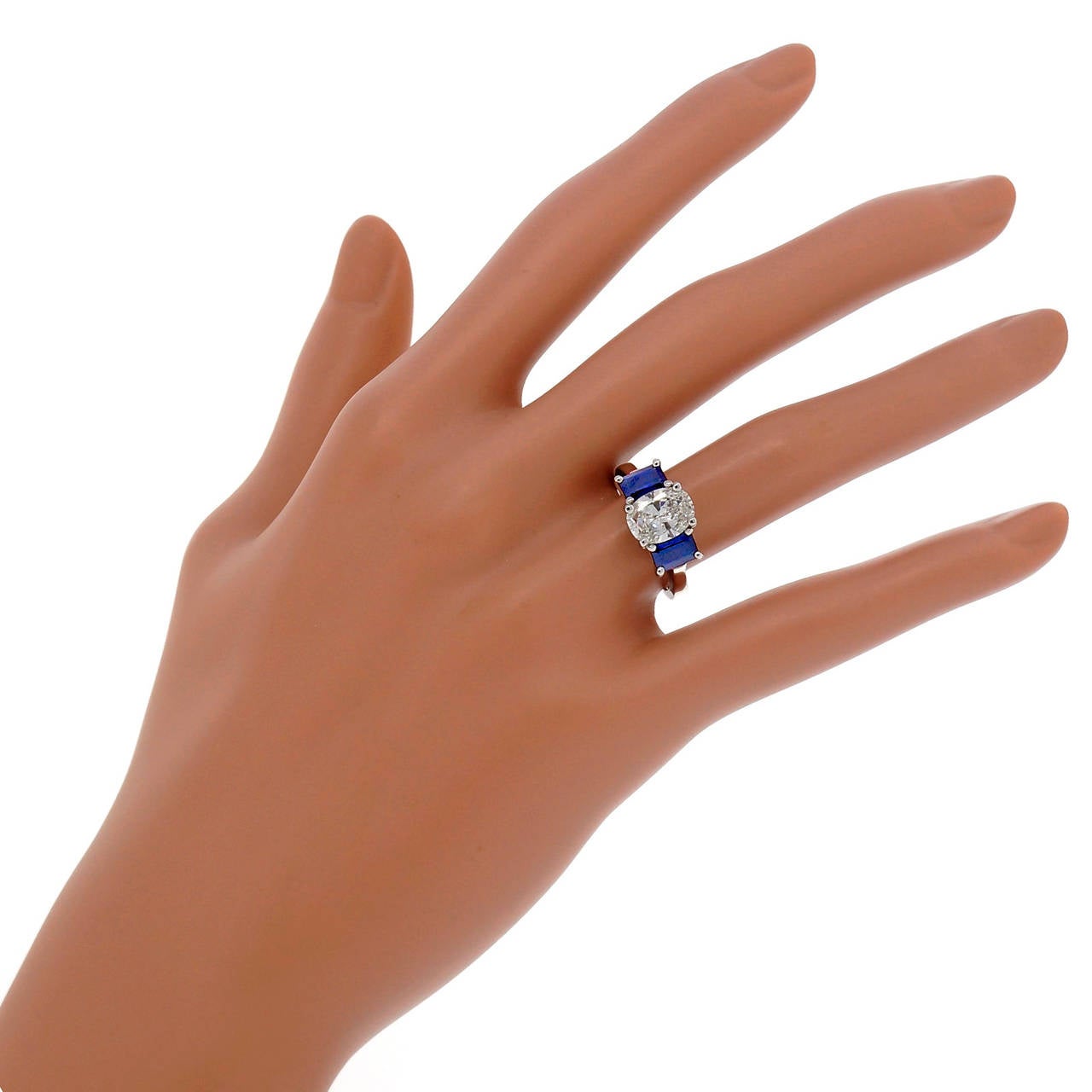 Peter Suchy Oval Diamond And Sapphire Platinum Ring 4