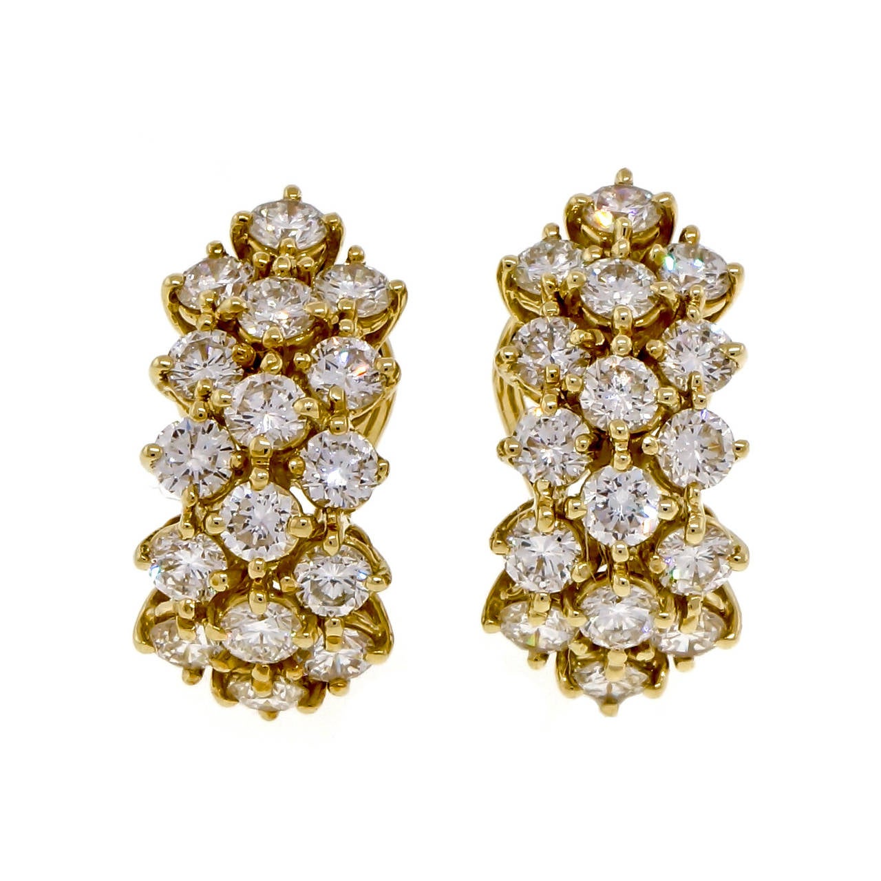 Kurt Gutmann Three-Row Diamond and Gold Earrings 3