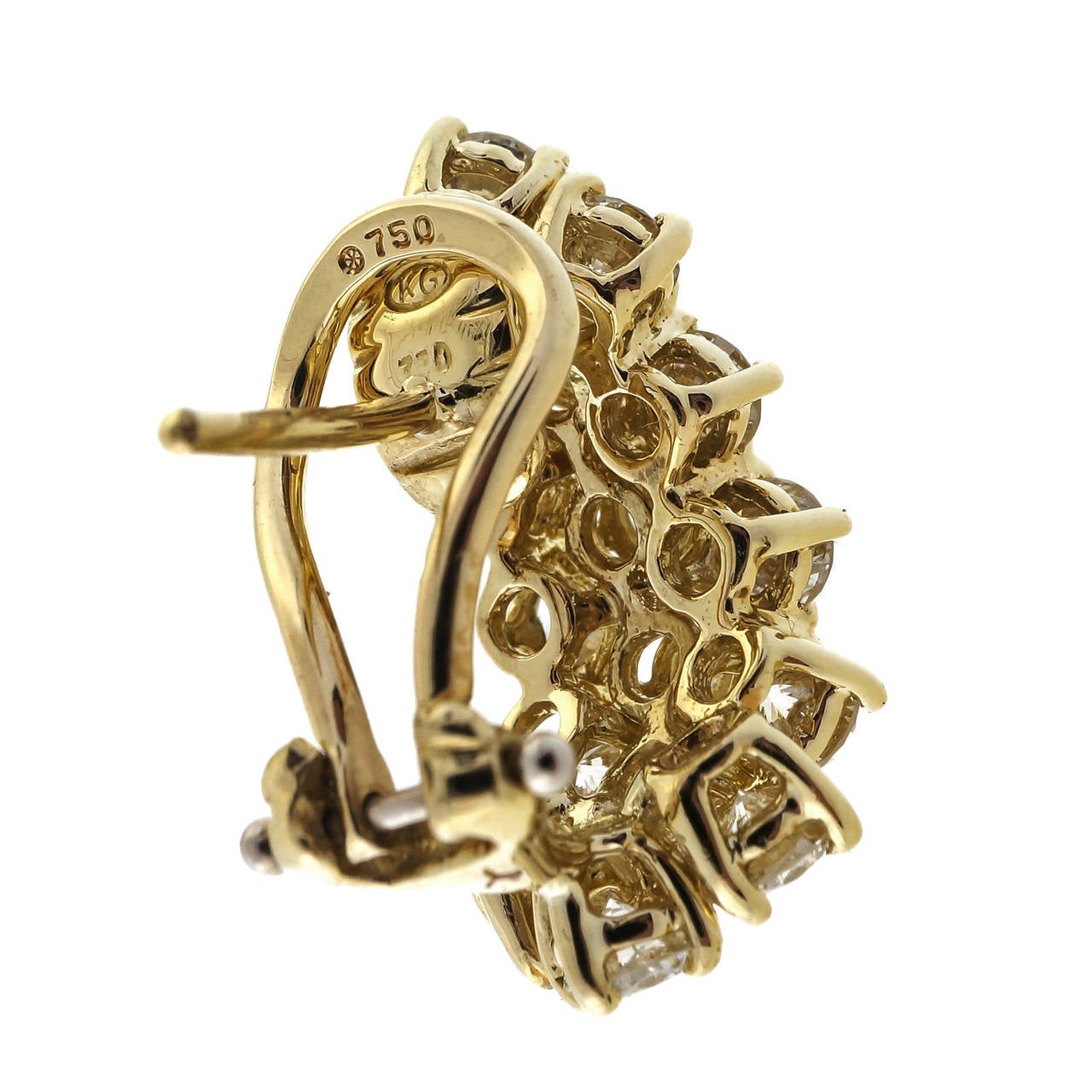 Kurt Gutmann Three-Row Diamond and Gold Earrings 1