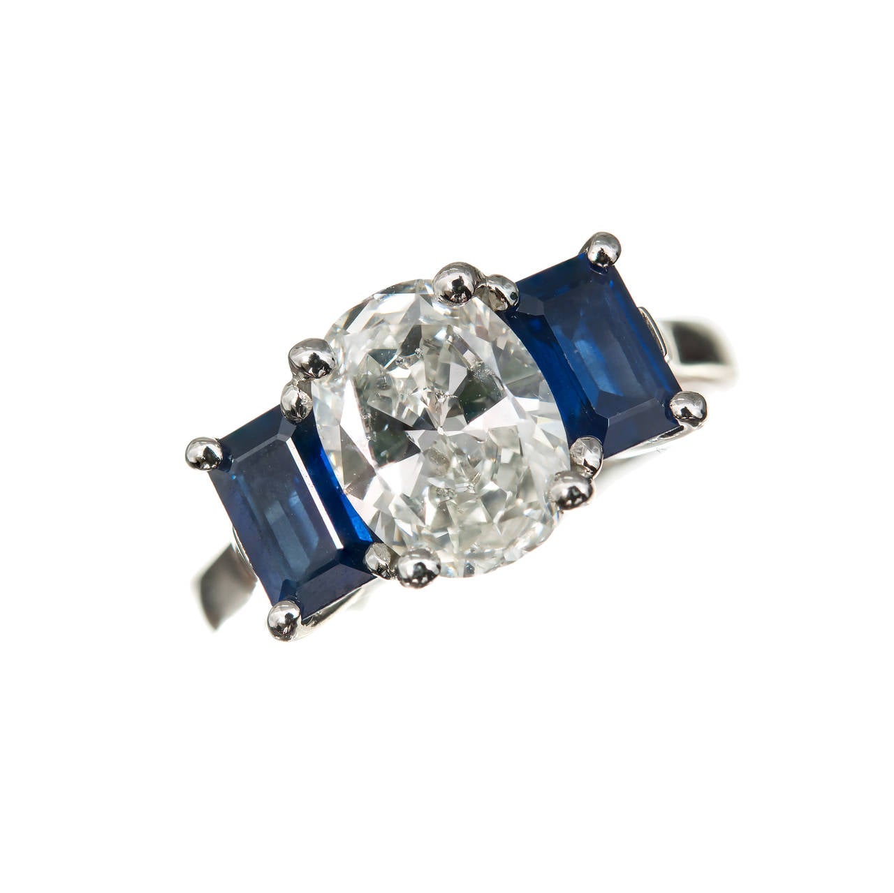 Peter Suchy Oval Diamond And Sapphire Platinum Ring 3