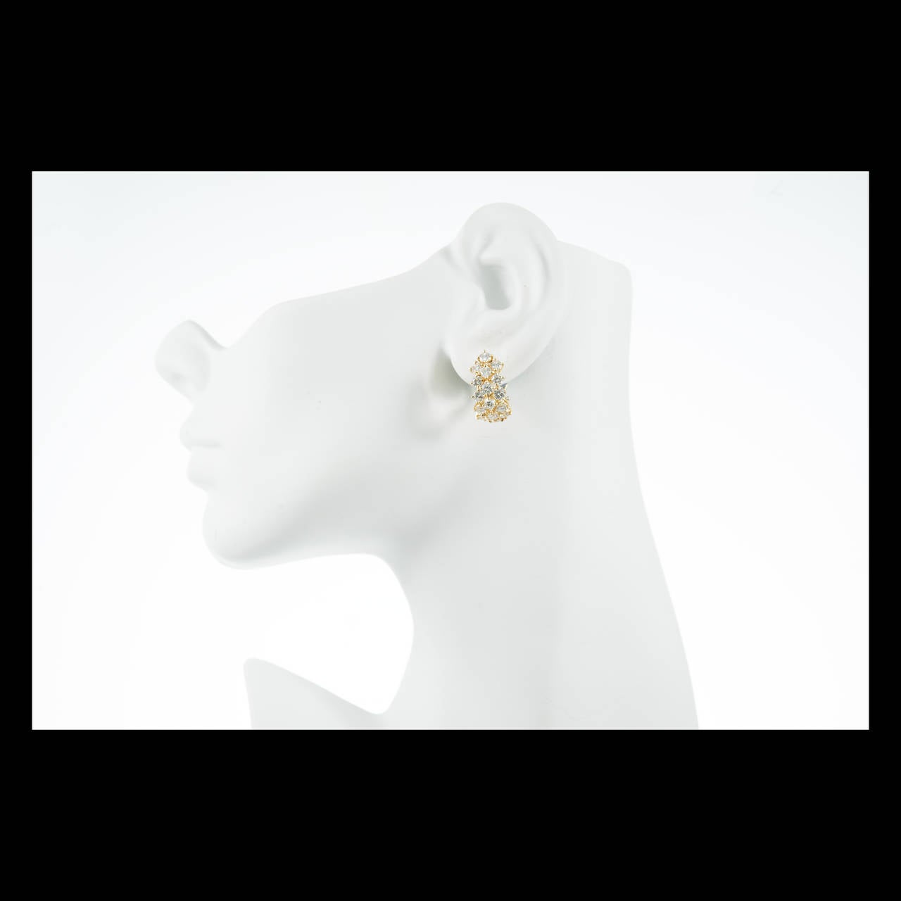 Kurt Gutmann Three-Row Diamond and Gold Earrings 2