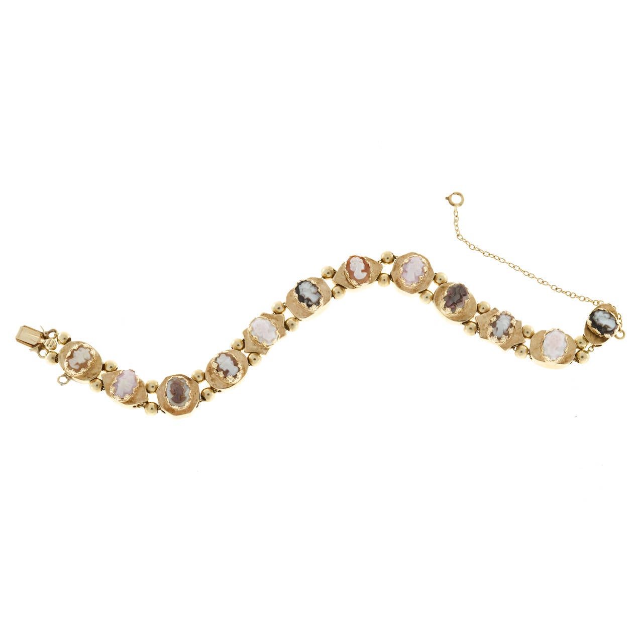 Women's Cameo Multicolor Bead Gold Slide Bracelet