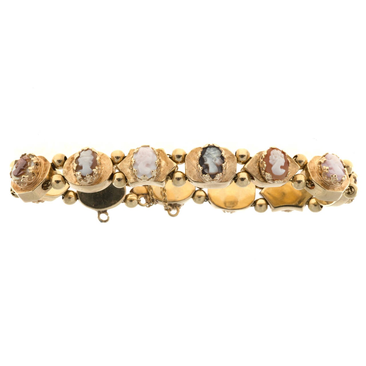 Cameo Multicolor Bead Gold Slide Bracelet 3