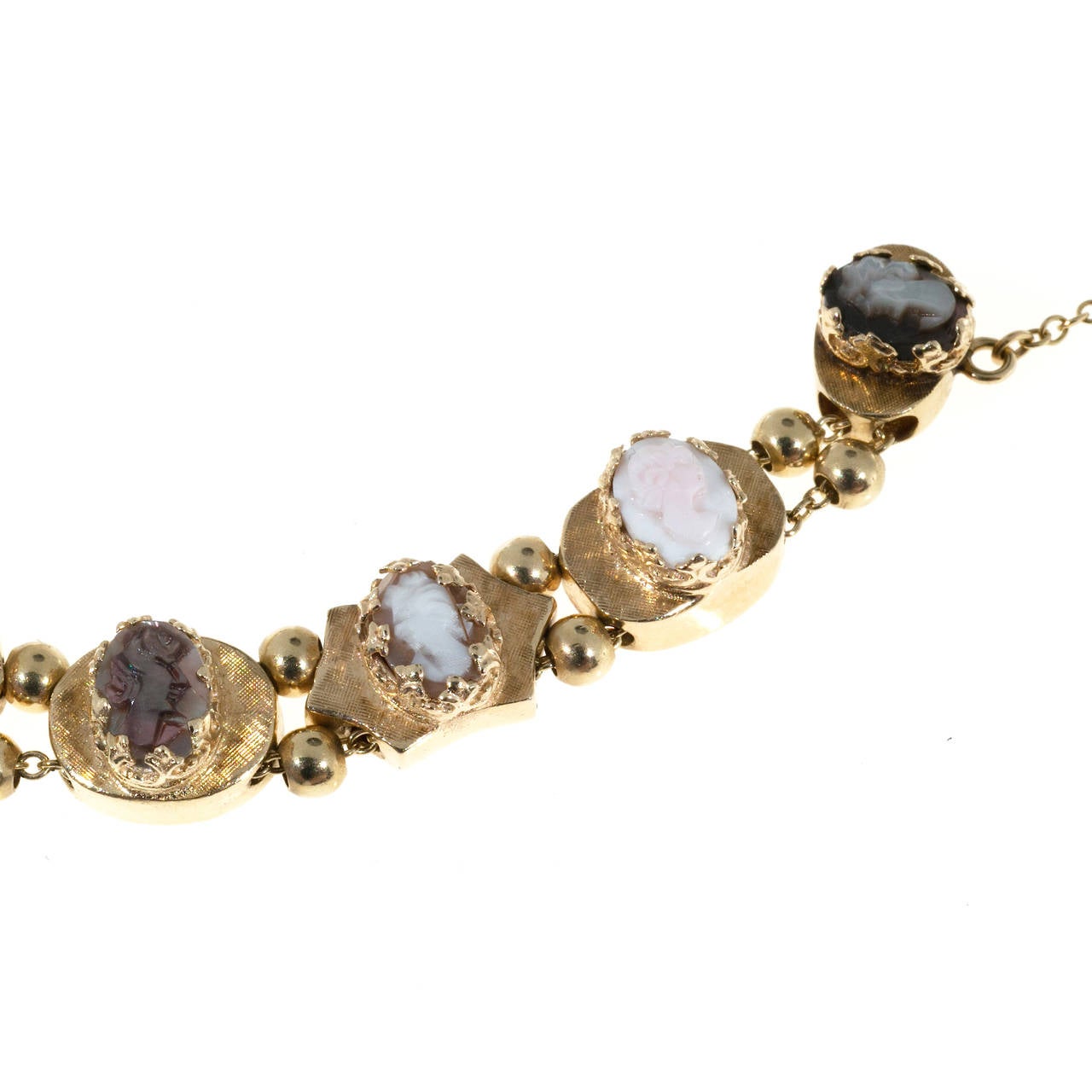 Cameo Multicolor Bead Gold Slide Bracelet at 1stDibs slide by cameo