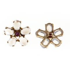 Tiffany & Co. Moonstone Ruby Gold Earrings