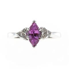 Peter Suchy Hot Pink Marquise Sapphire Round Diamond Gold Ring