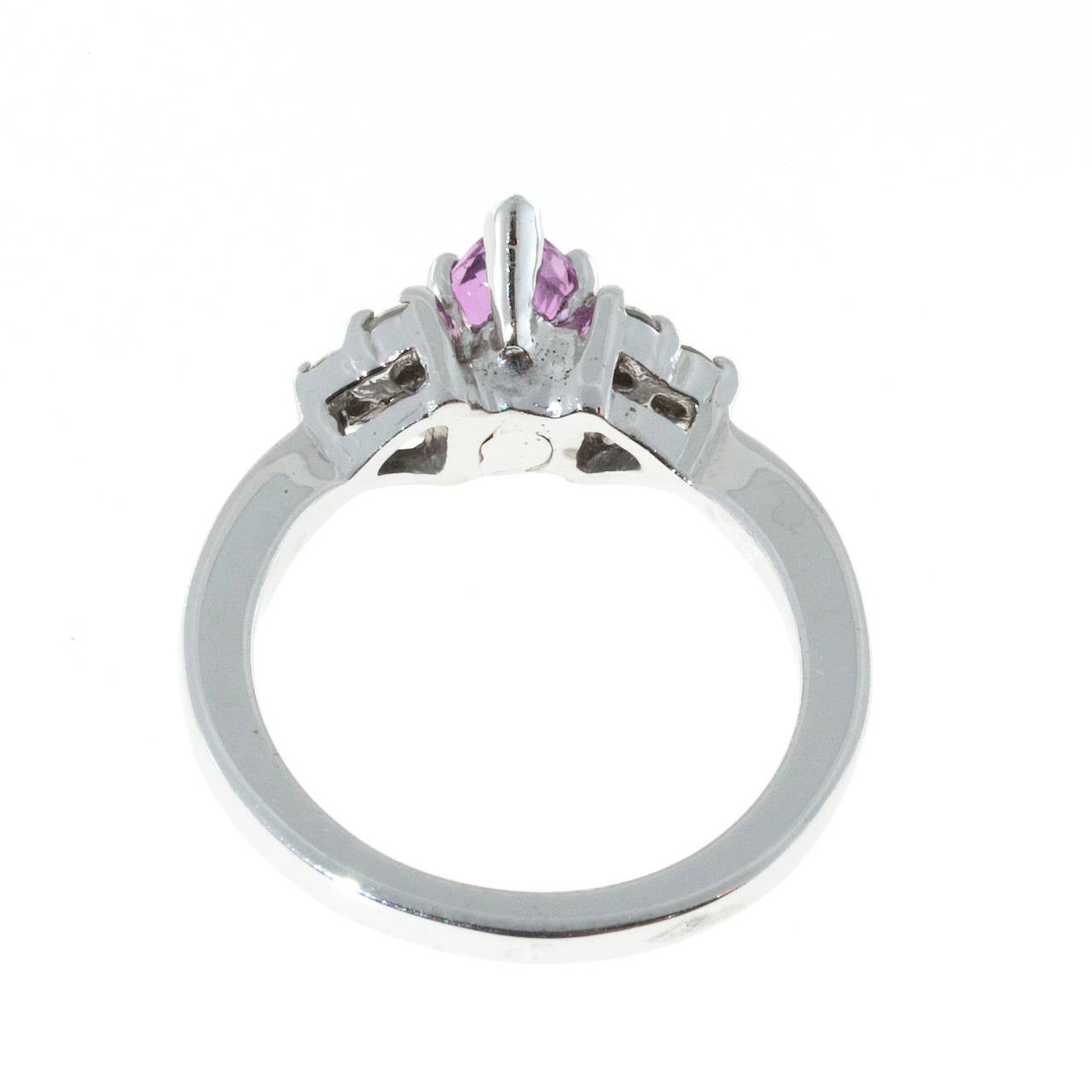 Peter Suchy Hot Pink Marquise Sapphire Round Diamond Gold Ring 2