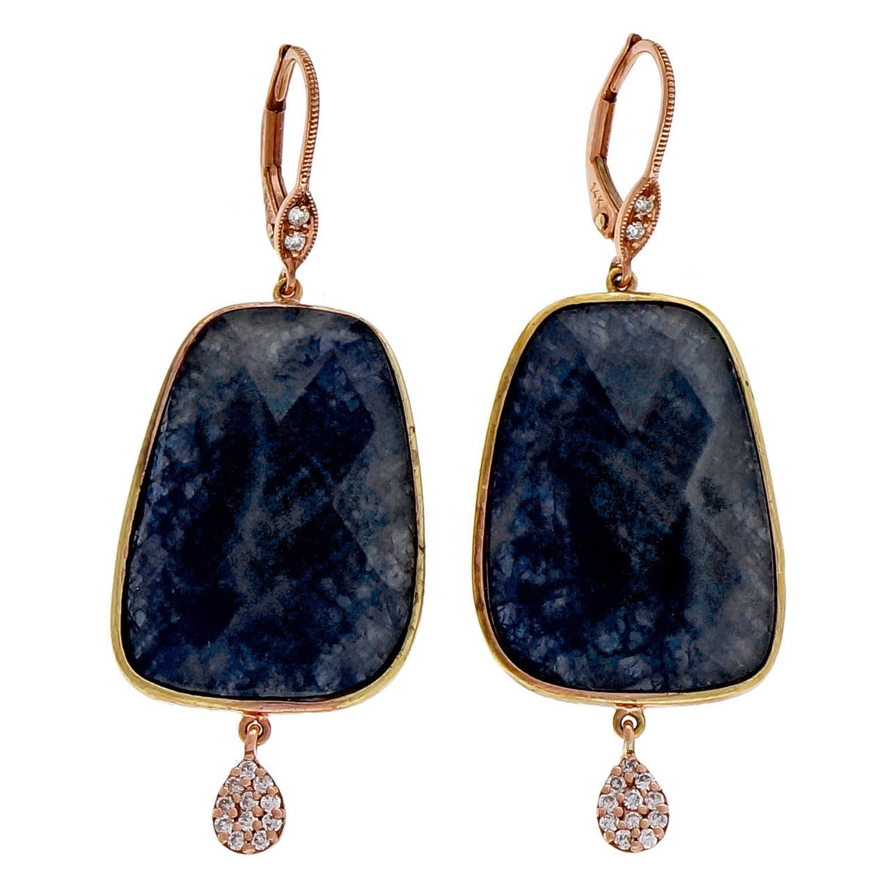 Meira T Sapphire Diamond Gold Dangle Earrings
