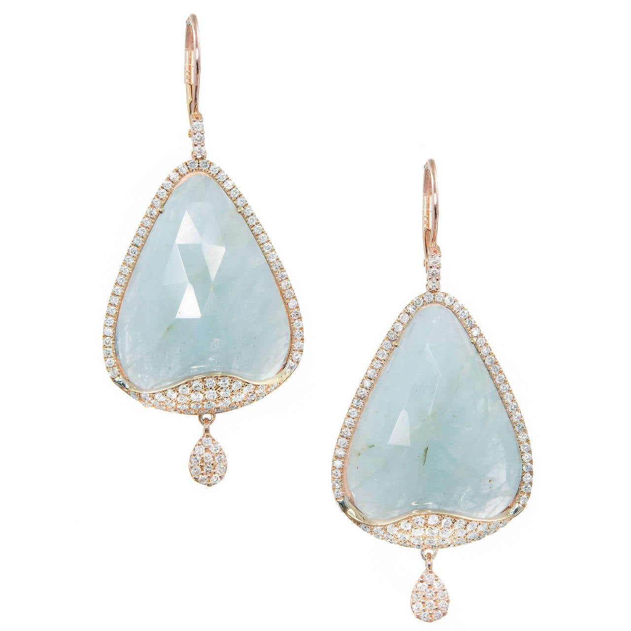 Meira T Aquamarine Diamond Micro-Pave Gold Dangle Earrings
