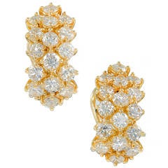 Kurt Gutmann Three-Row Diamond and Gold Earrings