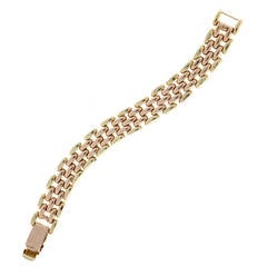 Vintage Pink and Green Gold Hinged Five Row Link Bracelet