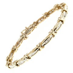Diamond Gold "X" Hinged Link Bracelet 7