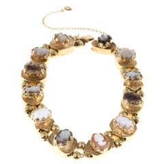 Cameo Multicolor Bead Gold Slide Bracelet