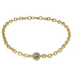 Diamond Textured Gold Link Bracelet 12