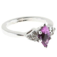 Peter Suchy Hot Pink Marquise Sapphire Round Diamond Gold Ring