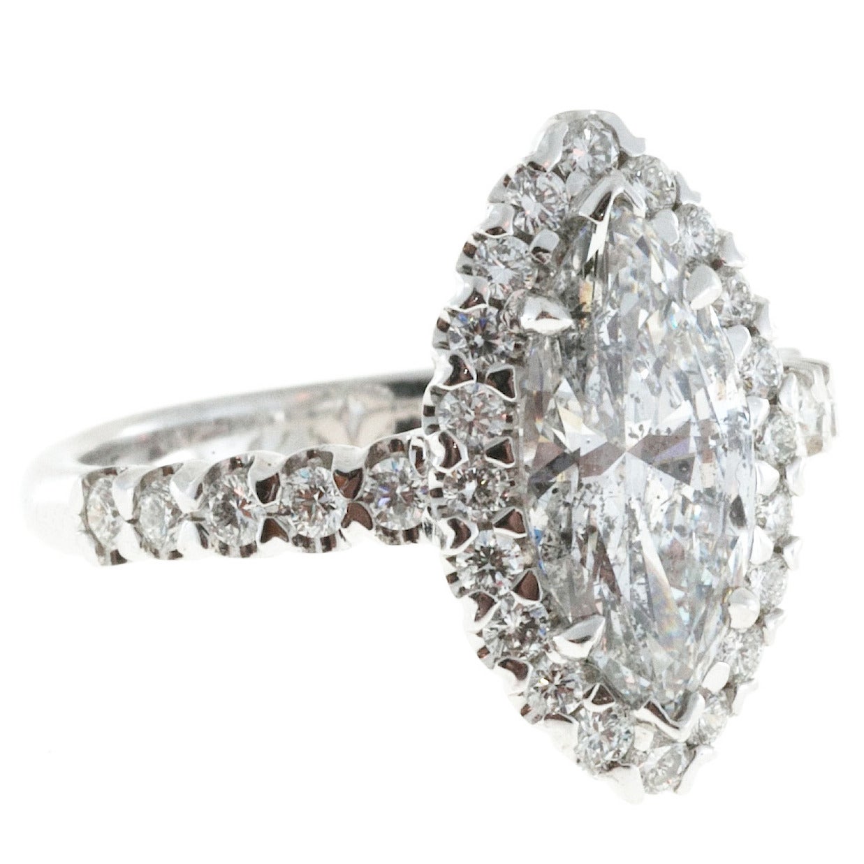 Peter Suchy Marquise Diamond Halo Platinum Ring