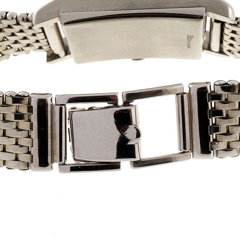 Women's or Men's Longines Palladium Rectangular Wristwatch Retailed by Tiffany & Co. circa 1940s