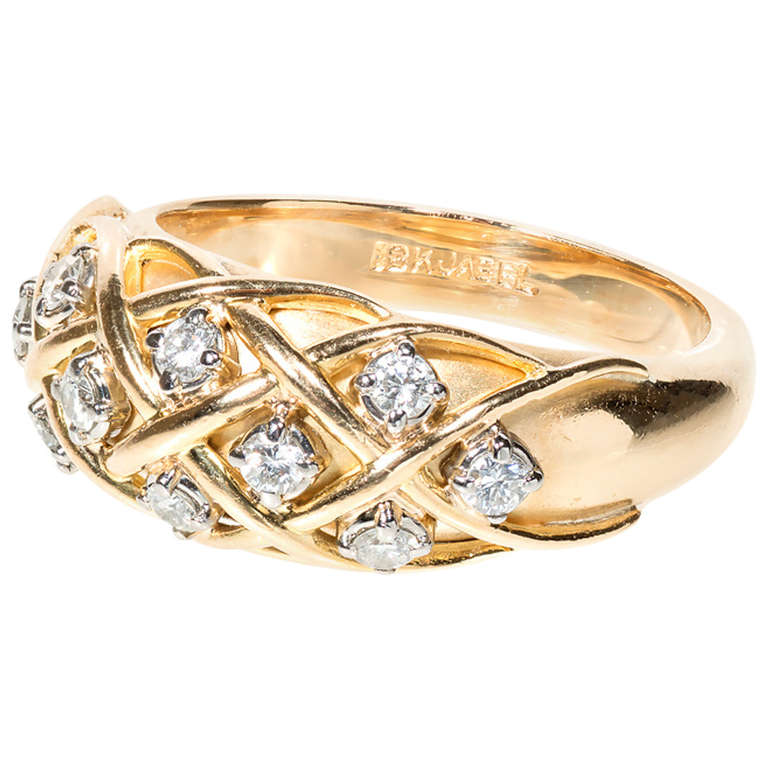 Jabel .25 Carat Diamond Gold Dome Ring, circa 1960