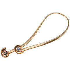 Rose Gold Sapphire And Diamond Rare Accordion Necklace c1940