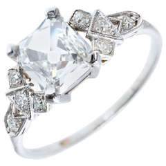 Antique Square Cut Diamond Platinum Engagement Ring