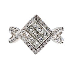Vintage 1.00 Carat Diamond Shaped Diamond White Gold  Ring
