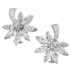1950s Diamond Platinum Fireworks or Comet Earrings 10