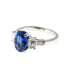 Peter Suchy Natural Blue Sapphire and Diamond Platinum Ring 9