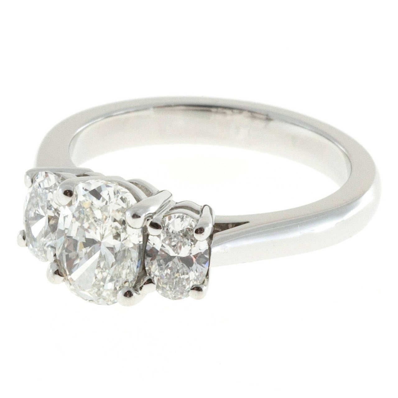 Peter Suchy Three Stone Oval GIA Cert Diamond Platinum Ring