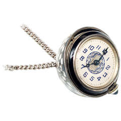 Art Deco Lady's Sterling Silver and Enamel Ball-Form Pendant Watch circa 1925