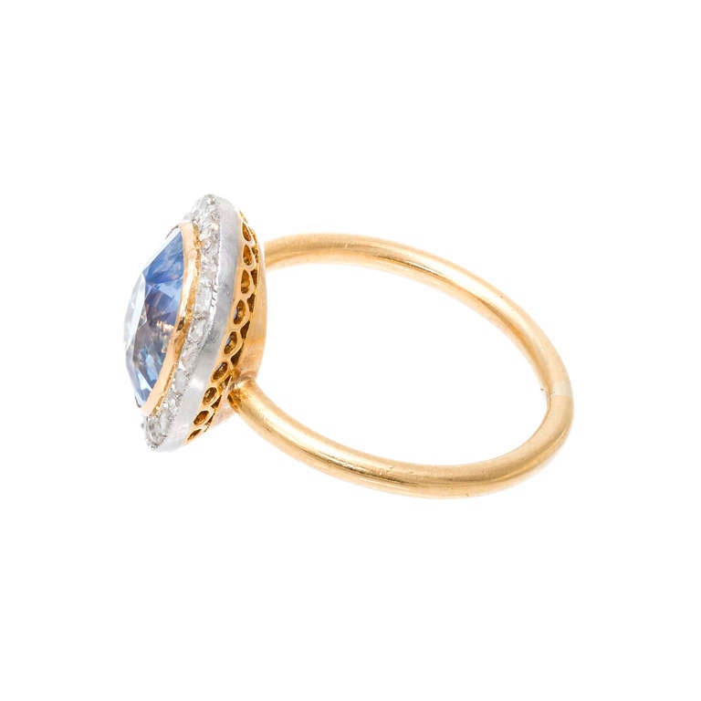 Georgian Edwardian Violet Blue Sapphire Diamond Ring