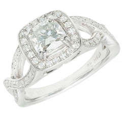 Cushion Halo Diamond Platinum Infinity Ring