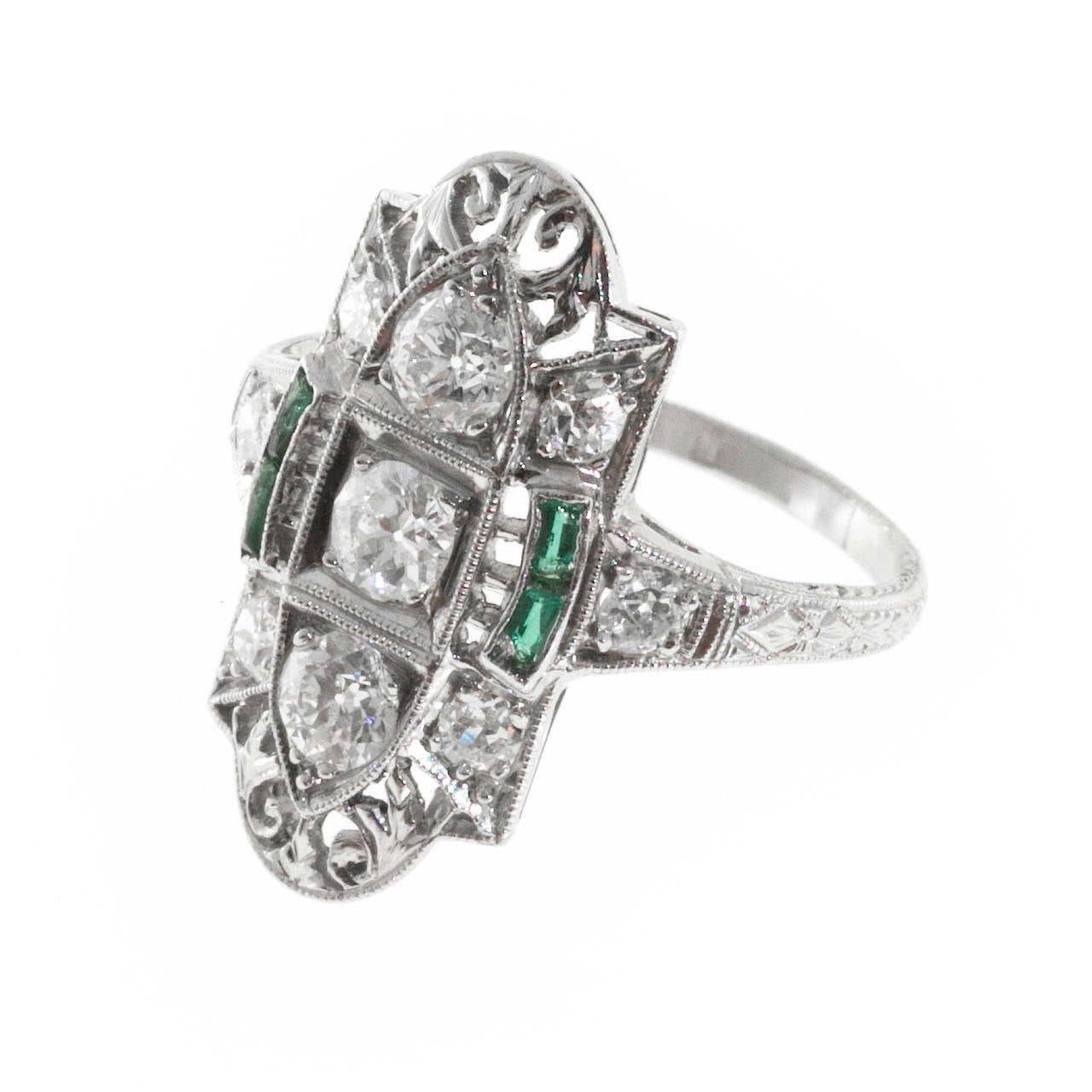 deco platinum ring deco emerald pierced engraved platinum ring for sale at 1stdibs deco platinum ring deco emerald pierced engraved platinum ring for sale at 1stdibs