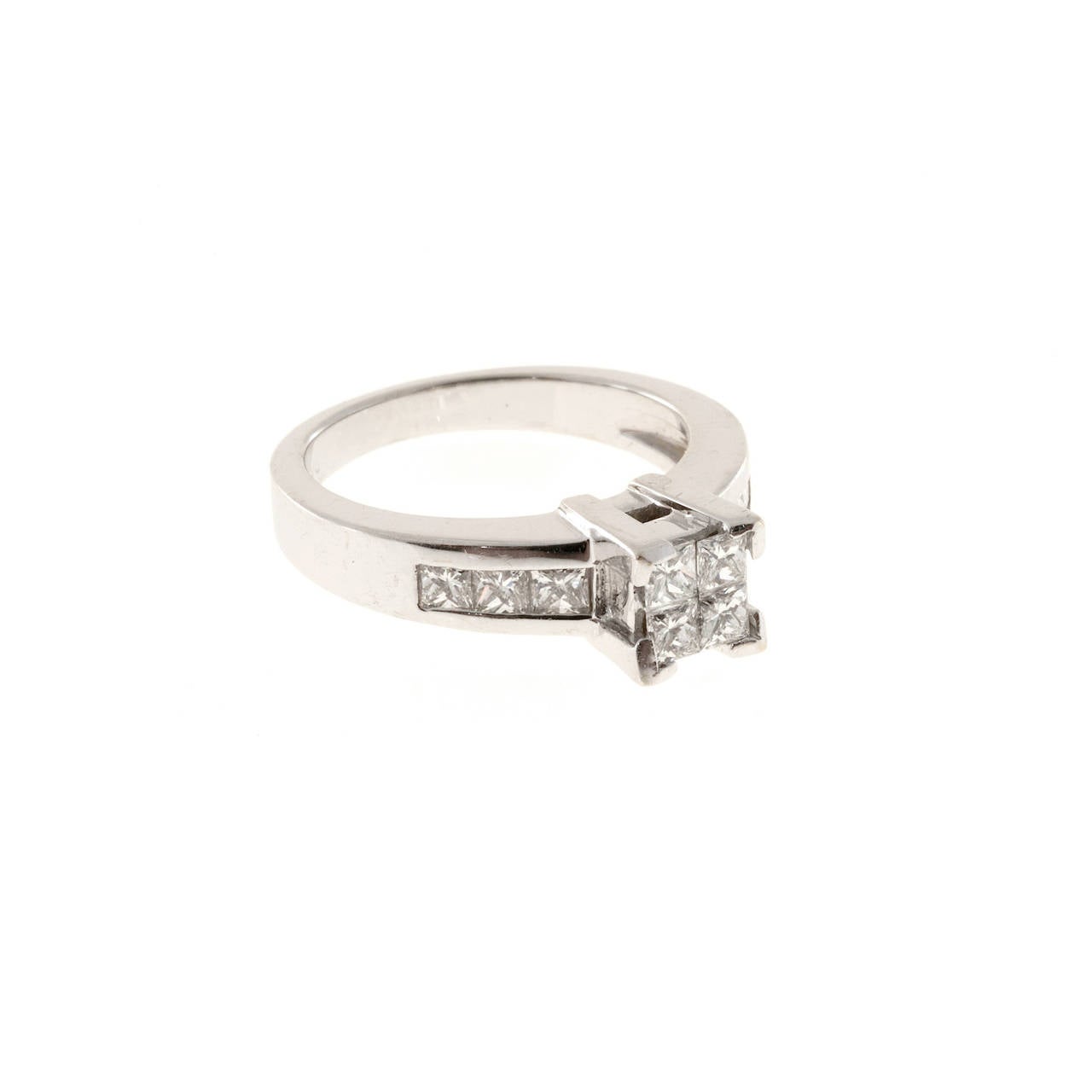 Princess Cut 1.2 Carat Channel Set Diamond Gold Engagement Ring