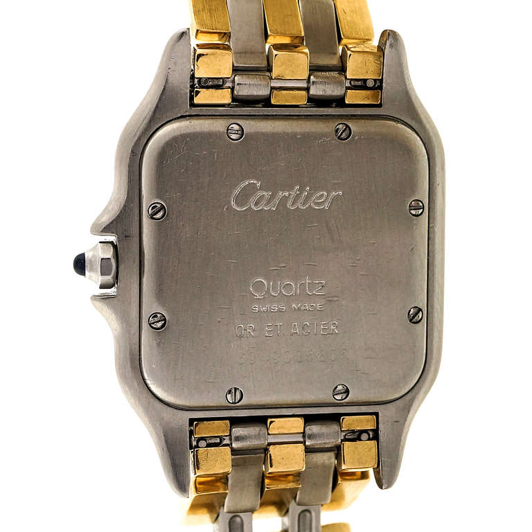 Women's or Men's Cartier Stainless Steel and Yellow Gold Panther Wristwatch with Date circa 2000