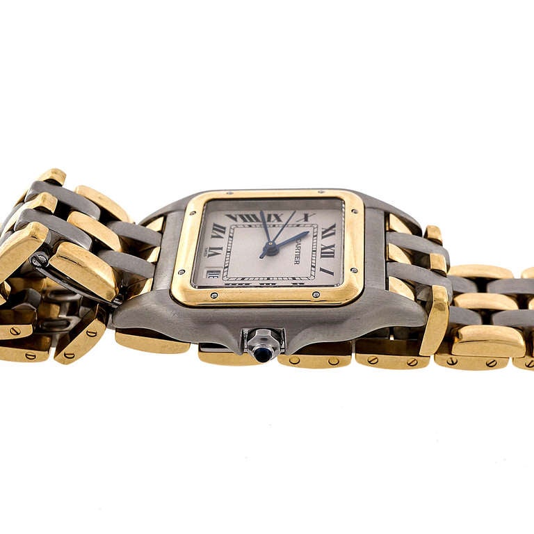 Cartier Stainless Steel and Yellow Gold Panther Wristwatch with Date circa 2000 1