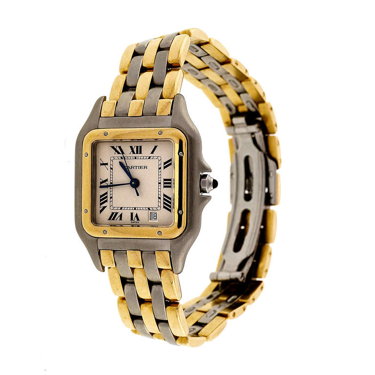 Cartier Stainless Steel and Yellow Gold Panther Wristwatch with Date circa 2000 3