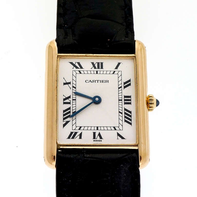 Cartier Yellow Gold Tank Wristwatch circa 1990s In Good Condition In Stamford, CT