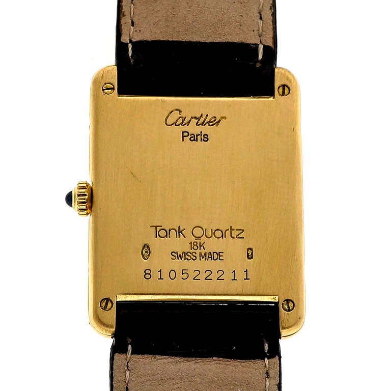 Men's Cartier Yellow Gold Tank Wristwatch circa 1990s