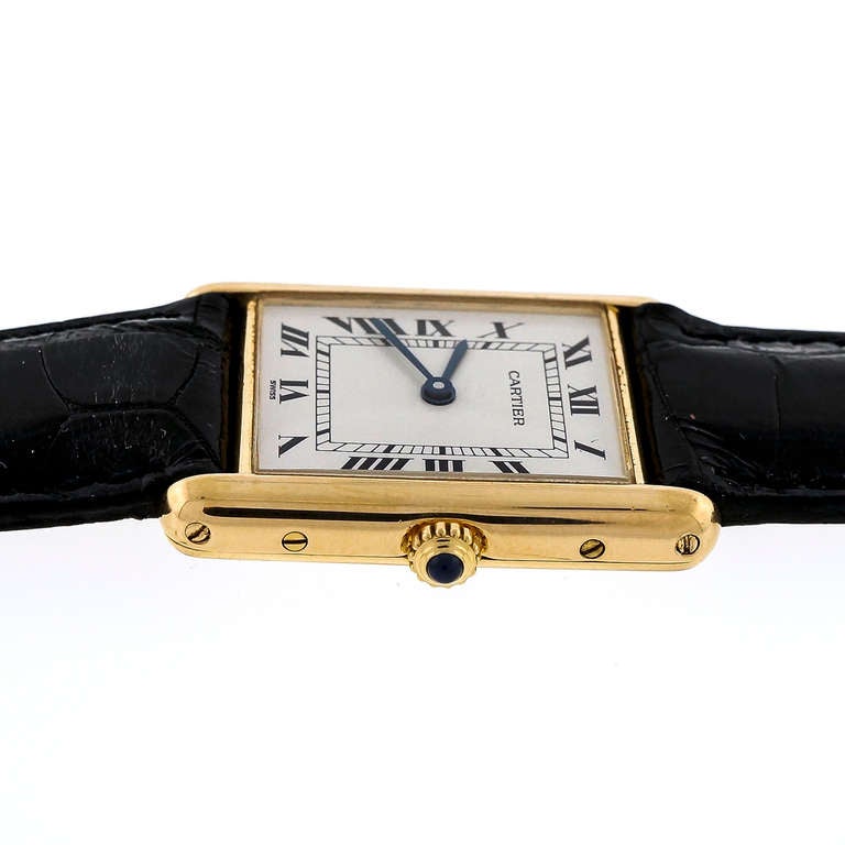 Cartier Yellow Gold Tank Wristwatch circa 1990s 1