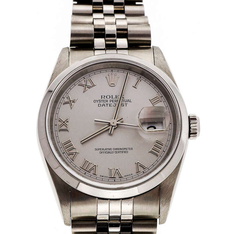 Rolex Steel Datejust Wristwatch Ref 16200 circa 2000s In Good Condition In Stamford, CT