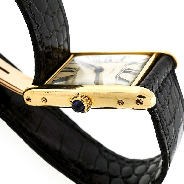 Cartier Yellow Gold Tank Wristwatch circa 1963 In Good Condition In Stamford, CT