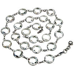 HCO 57.00 Carat Double Faceted Round Quartz White Gold Necklace 5