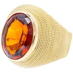Bright Orange Citrine Yellow Gold Ring
